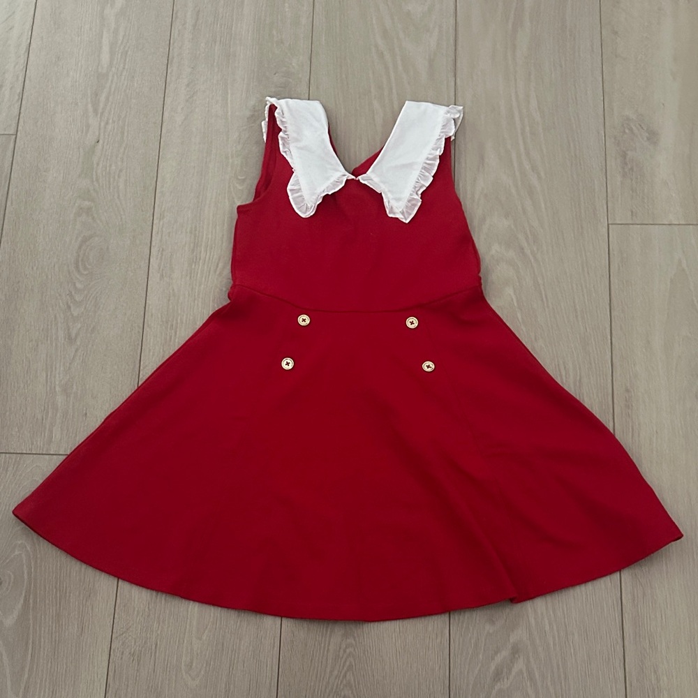 Janie and Jack Red Dress with White Collar size 8